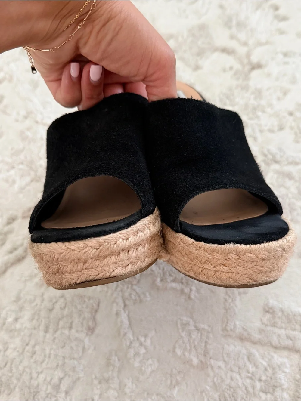 Steve Madden black suede espadrille wedge sandals size 6